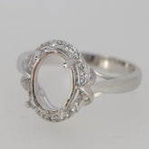 Sterling Silver Semi Mount Ring Setting Oval OV 10x7mm White Topaz - Syzjewelry
